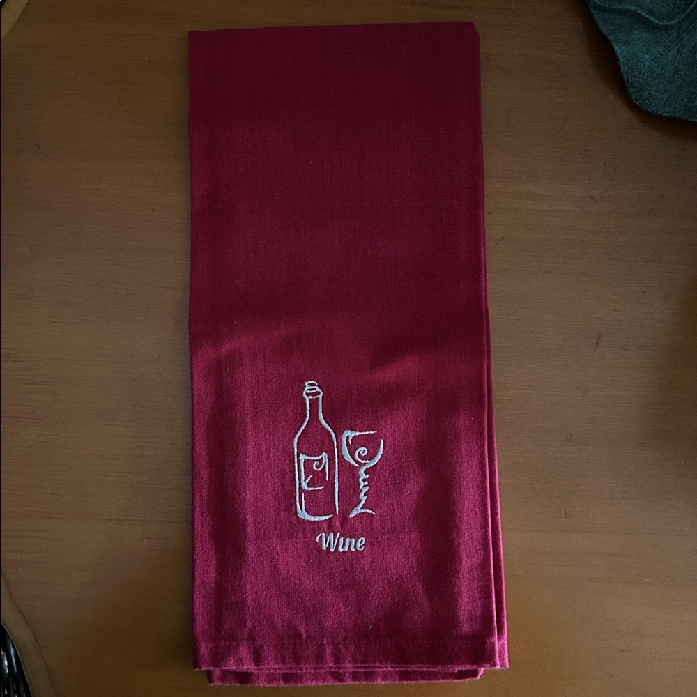 Red Wine Embroidered Kitchen Towel